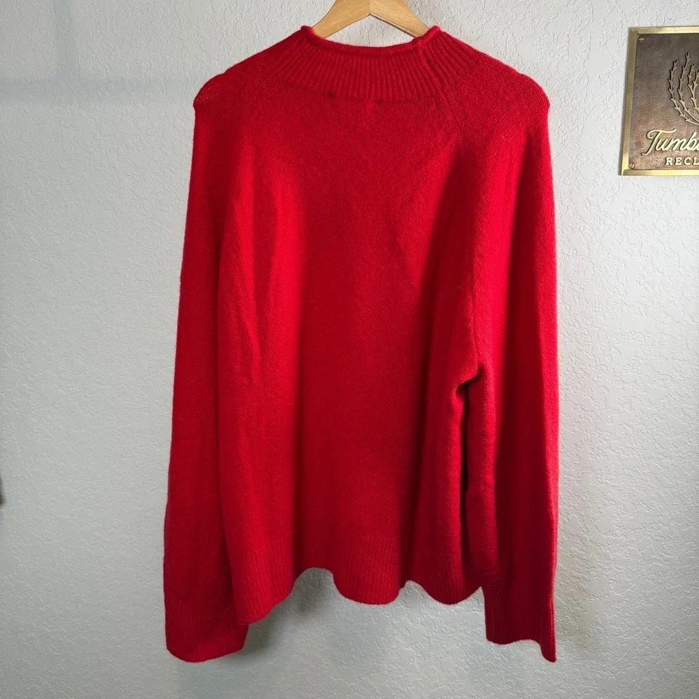 J Crew Red Mock Neck Merino Wool Blend‎ Sweater XXL